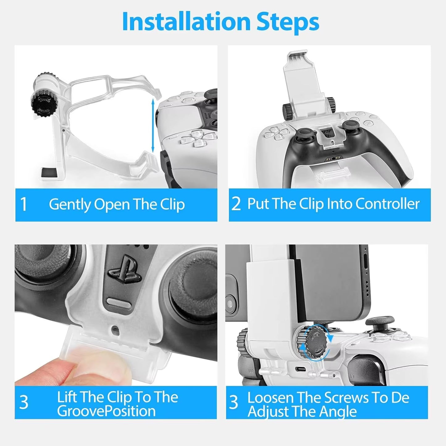 PC Flexible Controller Clamp Stand 360 Degree Angle Adjustment Phone Holder for PS5 Controller Gamepad Game Accessories
