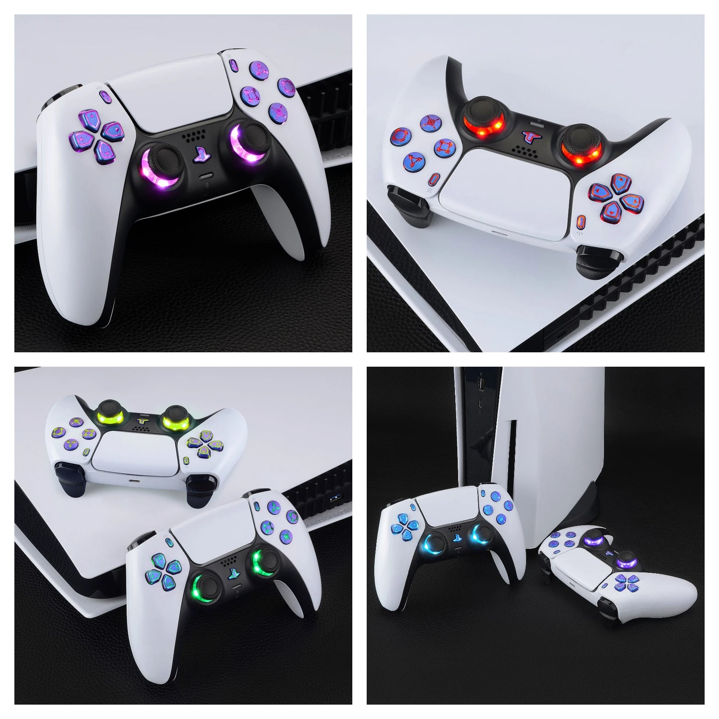 7 Colors 9 Modes Luminated Dpad Thumbsticks Share Home Face Buttons for Ps5 Controller BDM-030 & BDM-040 & BDM-050