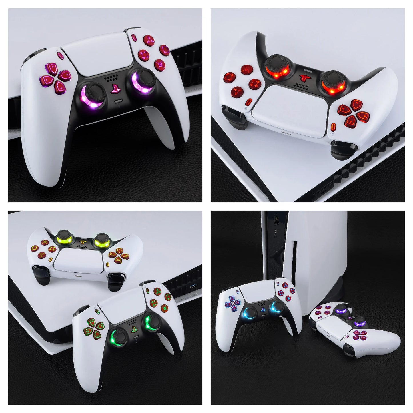 7 Colors 9 Modes Luminated Dpad Thumbsticks Share Home Face Buttons for Ps5 Controller BDM-030 & BDM-040 & BDM-050