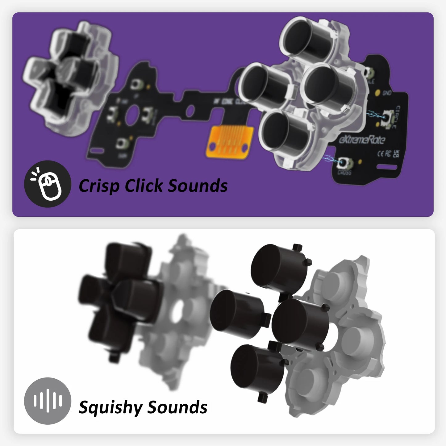 Face Buttons Clicky Kit for Ps5 Edge Controller, Custom Tactile Dpad Action Buttons Mouse Click Kit