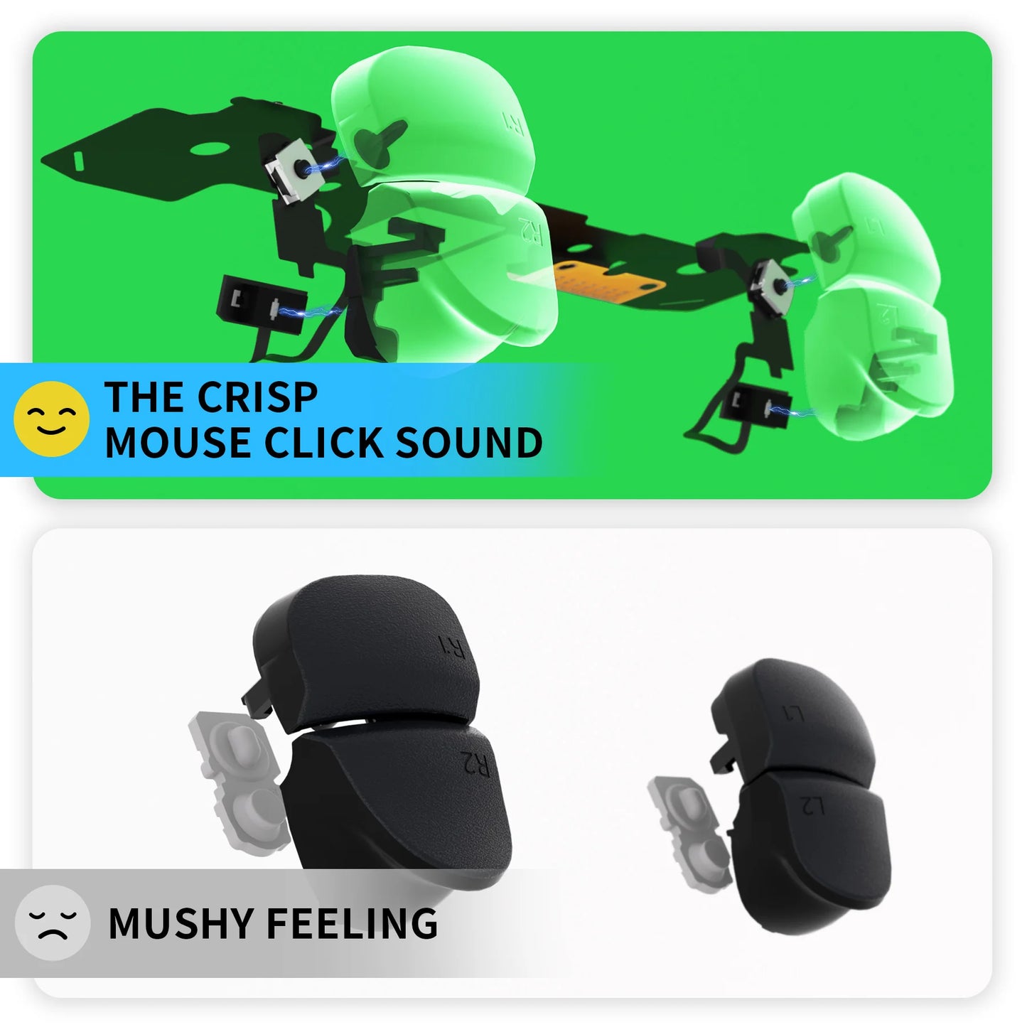 Ergonomic Micro Switch Tactile Clicky Hair Trigger Kit for Ps5 Controller BDM-030 Shoulder Buttons, Mouse Click