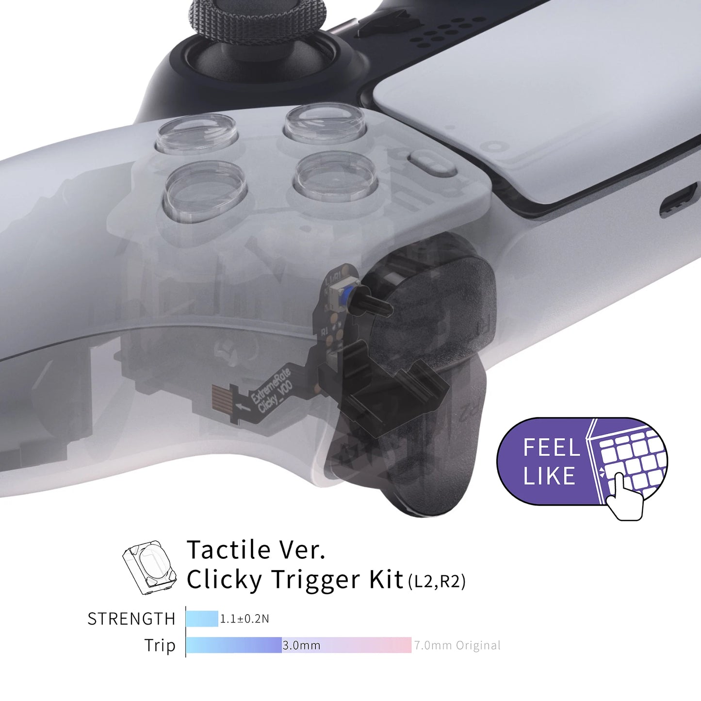 Tactile Version Clicky Hair Trigger Kit Shoulder Buttons Mouse Click Kit for PS5 Controller BDM-010 & BDM-020
