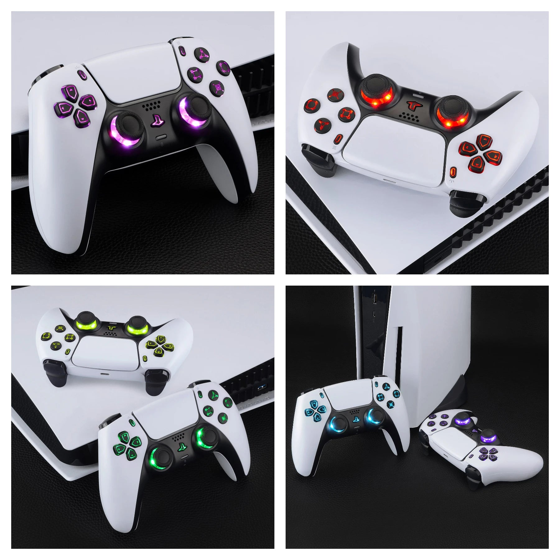 7 Colors 9 Modes Luminated Dpad Thumbsticks Share Home Face Buttons for Ps5 Controller BDM-030 & BDM-040 & BDM-050