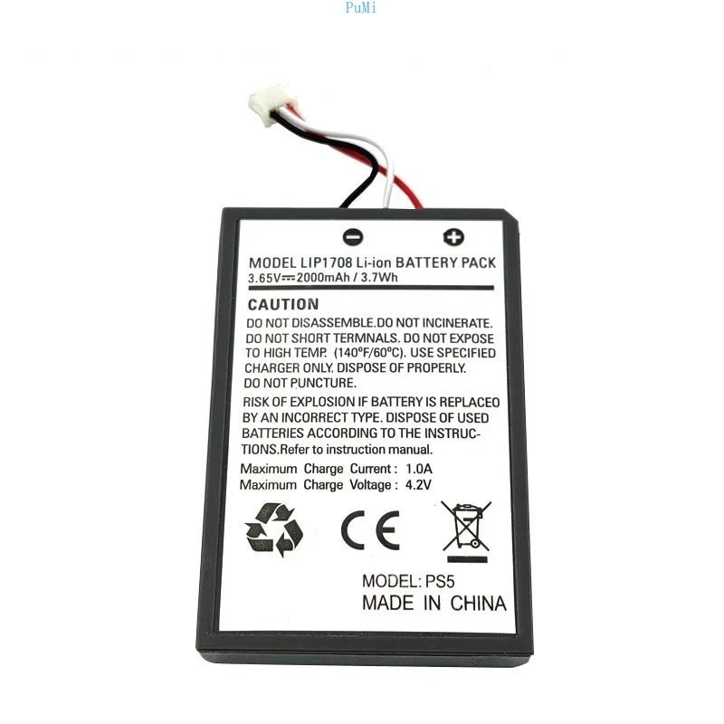 LIP1708 PS5 Battery 2000Mah 3.7V Rechargeable Batteries for Sony PS5 Controller Dualsense Game Gamepad Built-In Lithium Battery