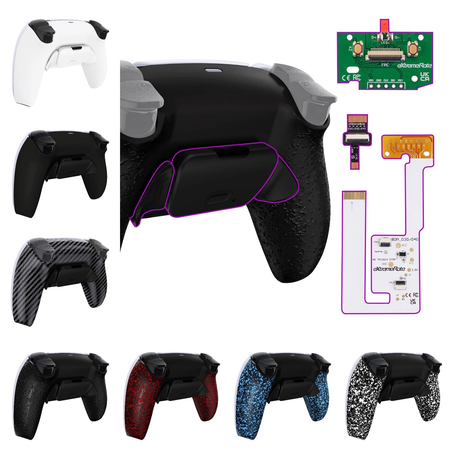 Back Paddles Programable RISE V3 Remap Kit for Ps5 Controller BDM-030/040/050, Upgrade Board Back Shell Back Button